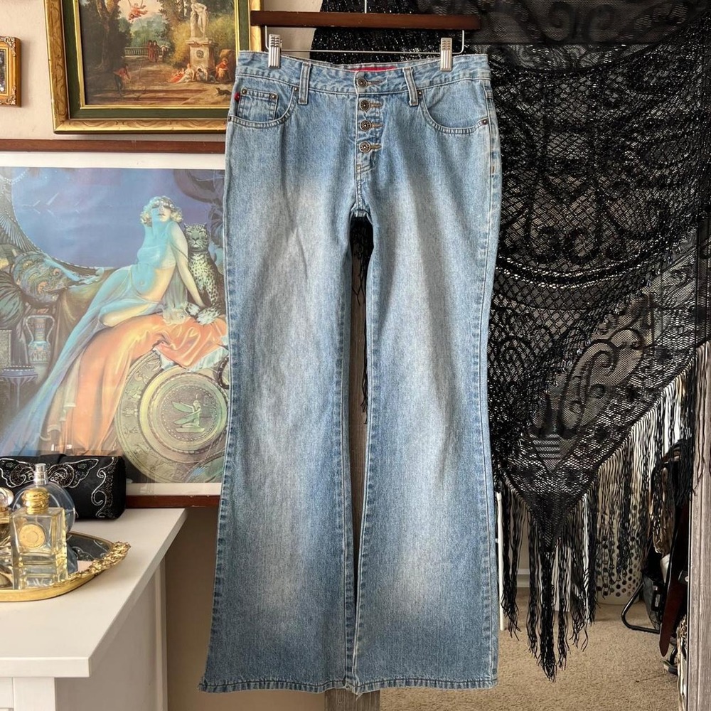 Zana Di Vintage Y2K Bell Bottom Flared Jeans Light Wash Button Fly Womens 5